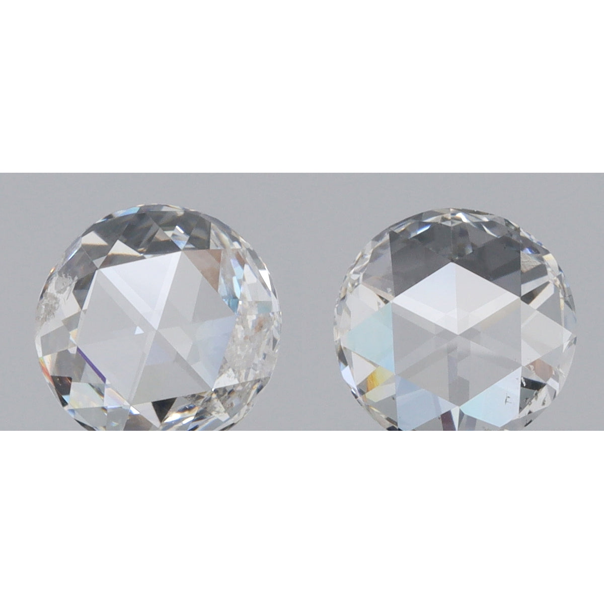 0.77cttw | G-H SI Round Shape Rose Cut Diamond Matched Pair - Modern Rustic Diamond