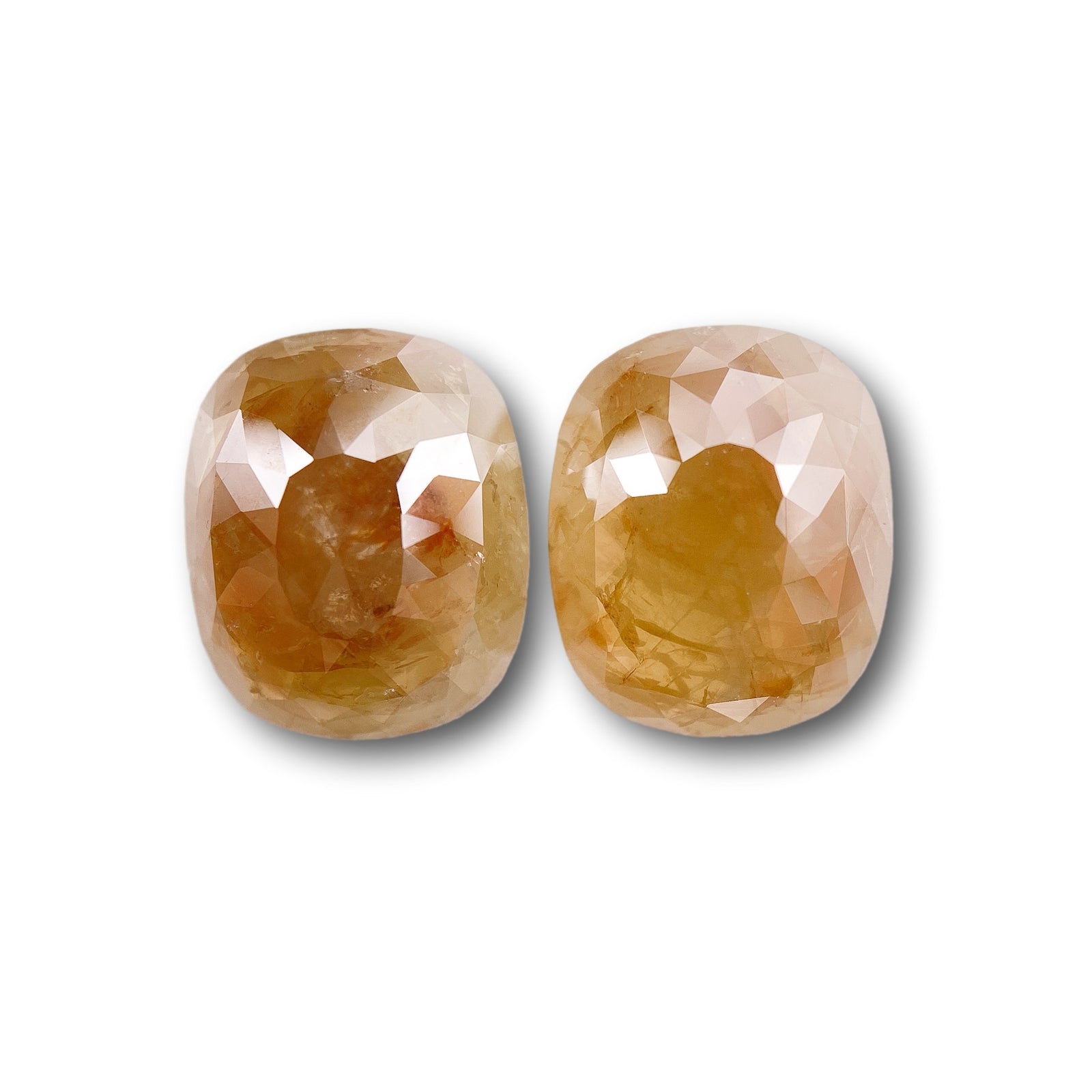 5.44cttw | Salt & Pepper Cushion Shape Rose Cut Diamond Matched Pair - Modern Rustic Diamond