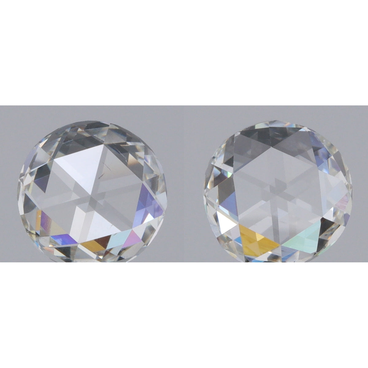 0.78cttw | F-G VS Round Shape Rose Cut Diamond Matched Pair - Modern Rustic Diamond