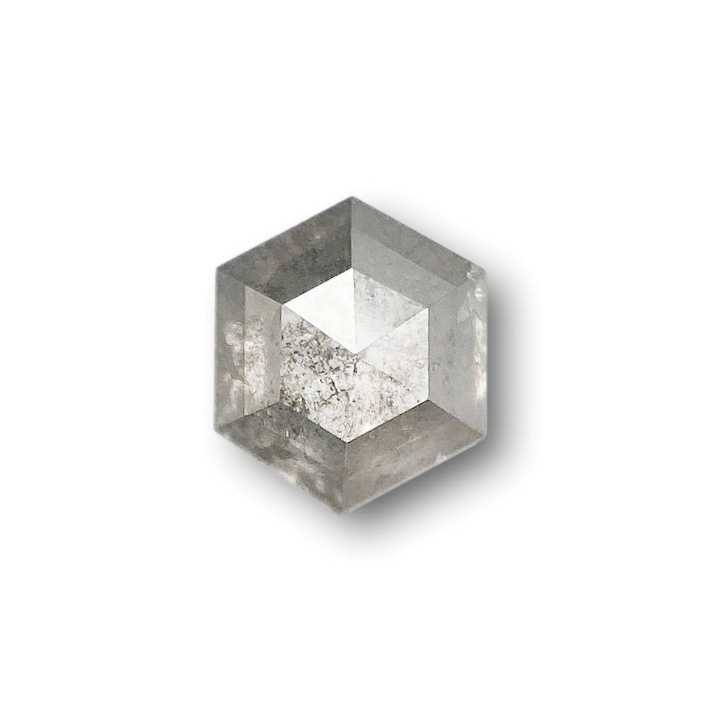 0.84ct | Salt & Pepper Hexagon Shape Rose Cut Diamond