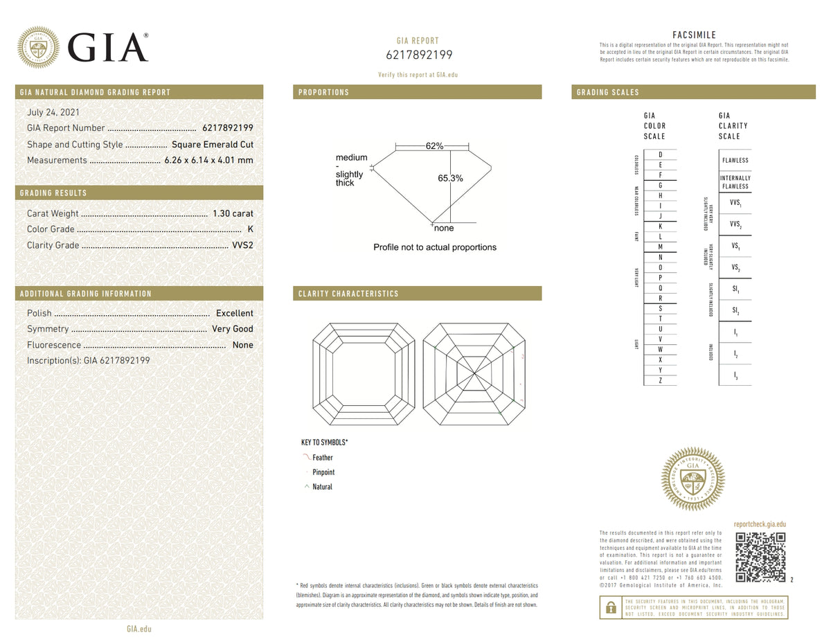 1.30ct | K/VVS2 Asscher Shape Step Cut Diamond (GIA) - Modern Rustic Diamond