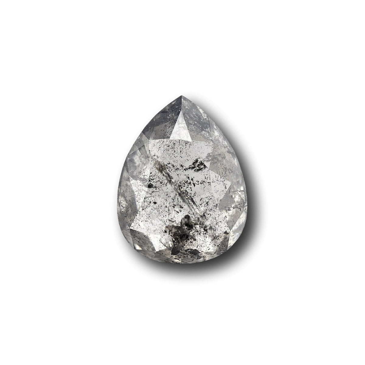 1.37ct | Salt & Pepper Pear Shape Rose Cut Diamond