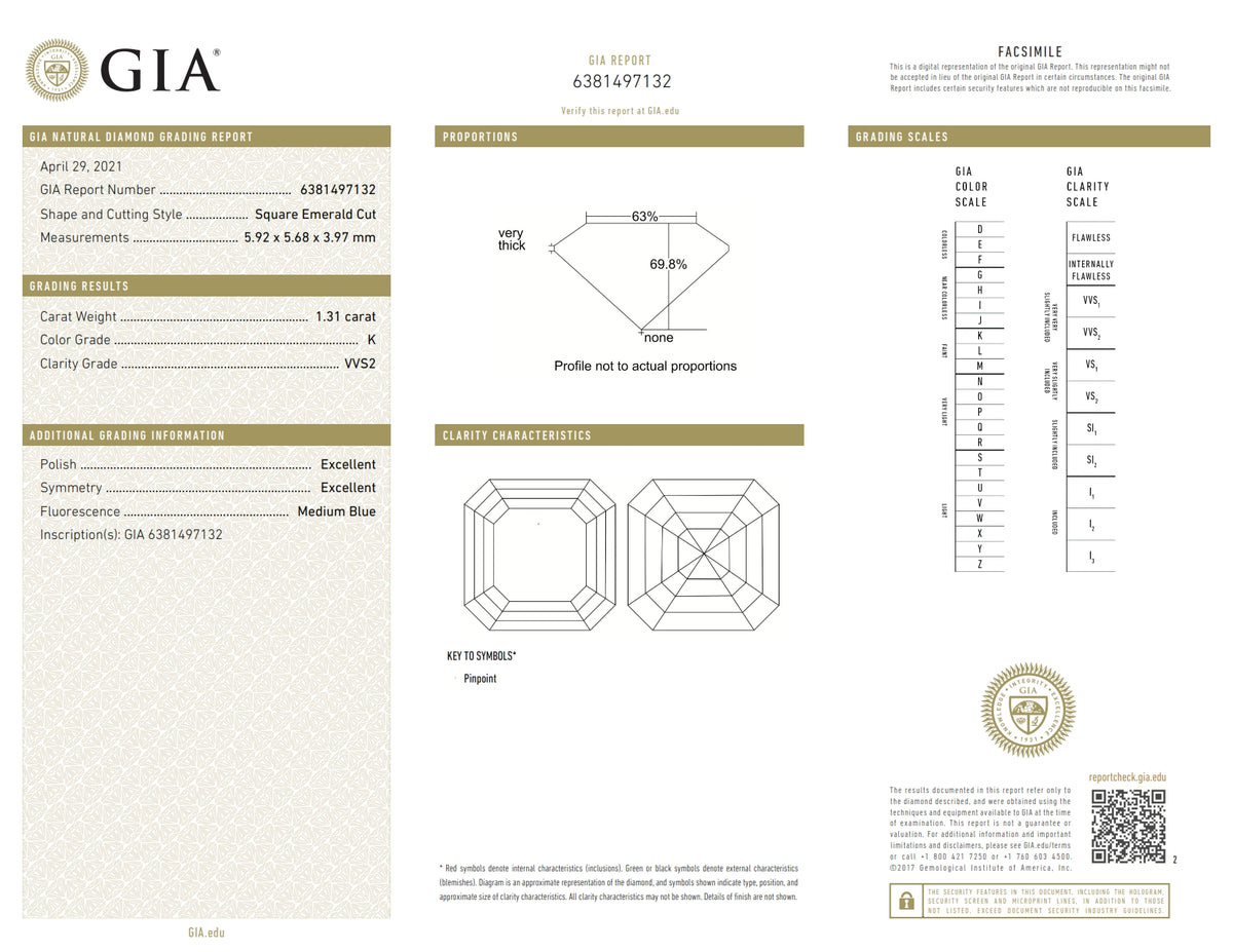1.31ct | K/VVS2 Asscher Shape Step Cut Diamond (GIA) - Modern Rustic Diamond