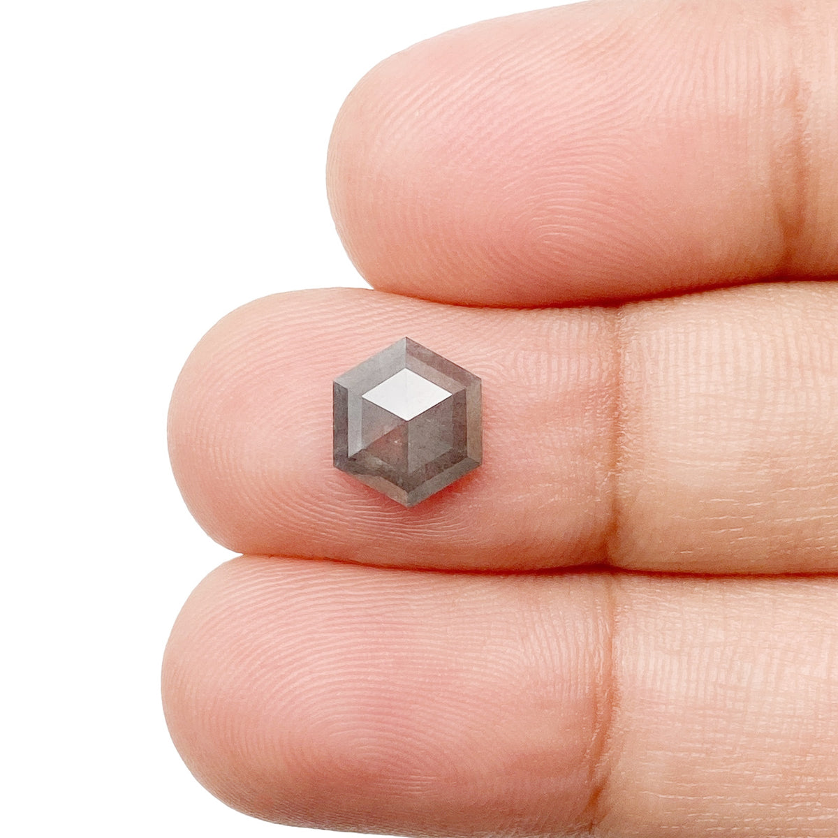 1.31ct | Salt & Pepper Hexagon Shape Rose Cut Diamond - Modern Rustic Diamond