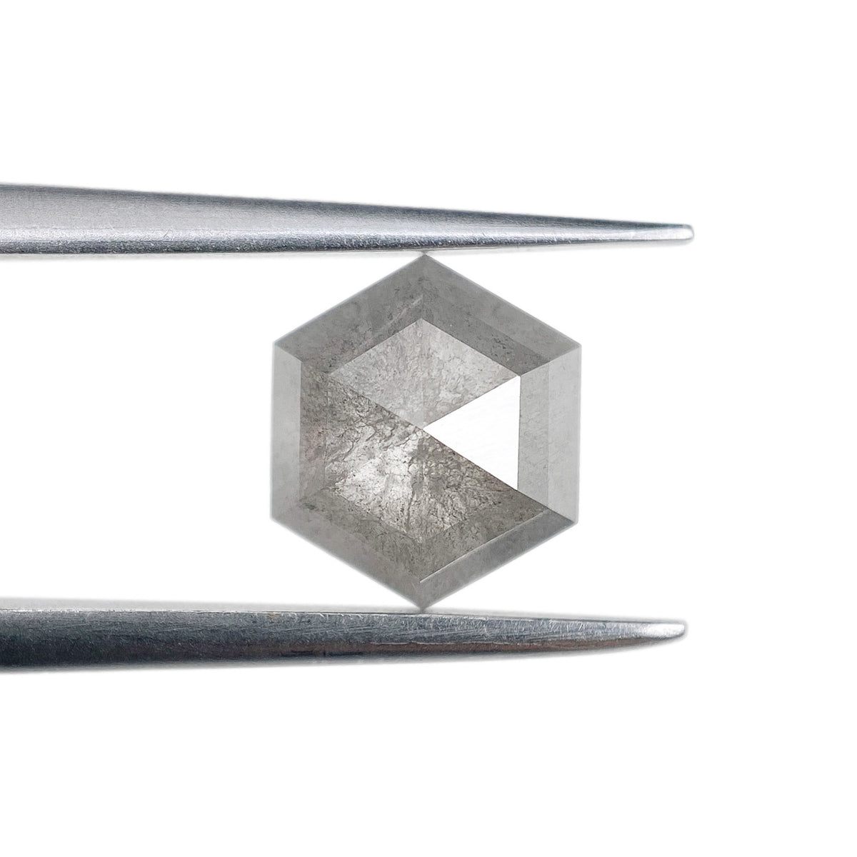 1.31ct | Salt & Pepper Hexagon Shape Rose Cut Diamond - Modern Rustic Diamond