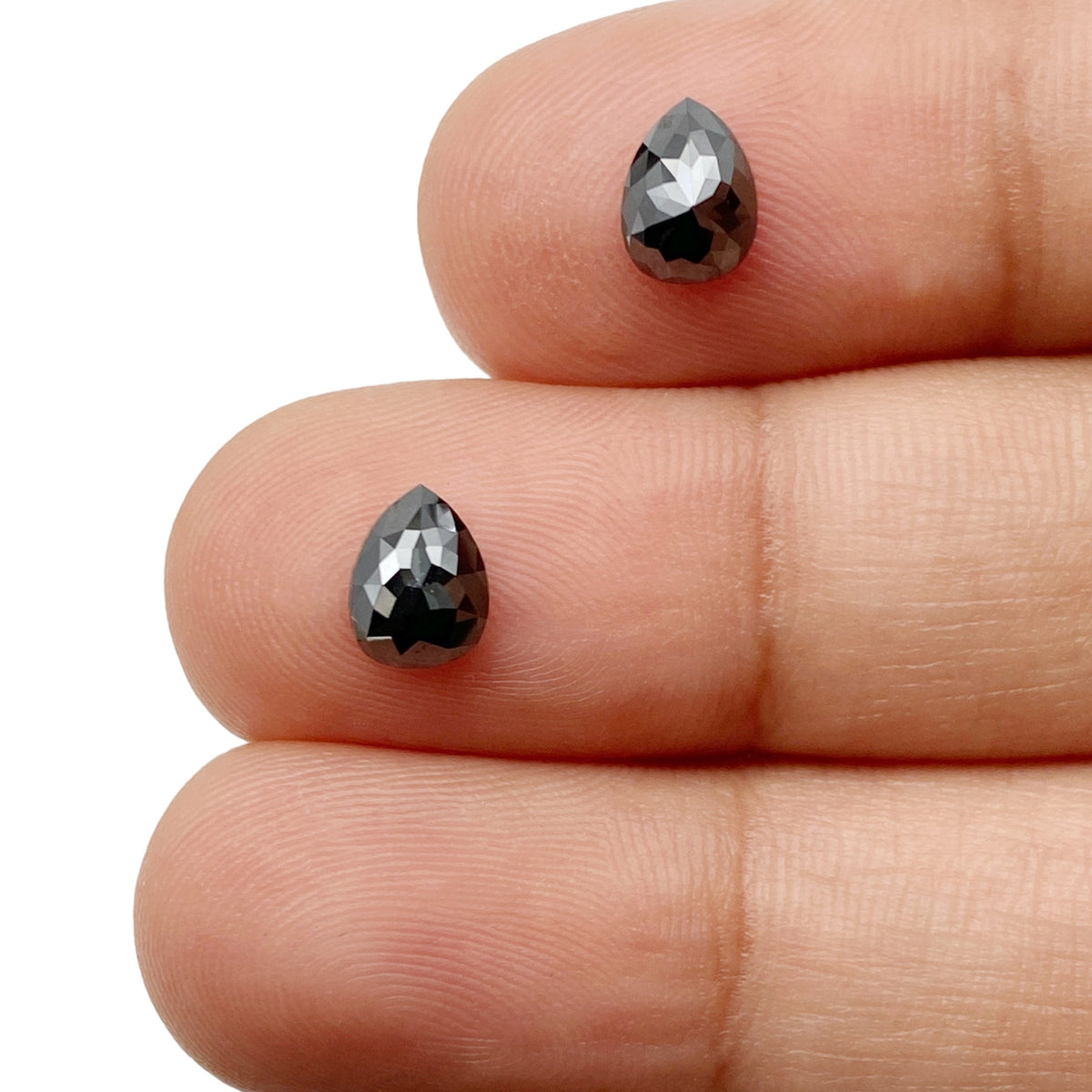 1.31cttw | Black Pear Shape Rose Cut Diamond Matched Pair-Modern Rustic Diamond