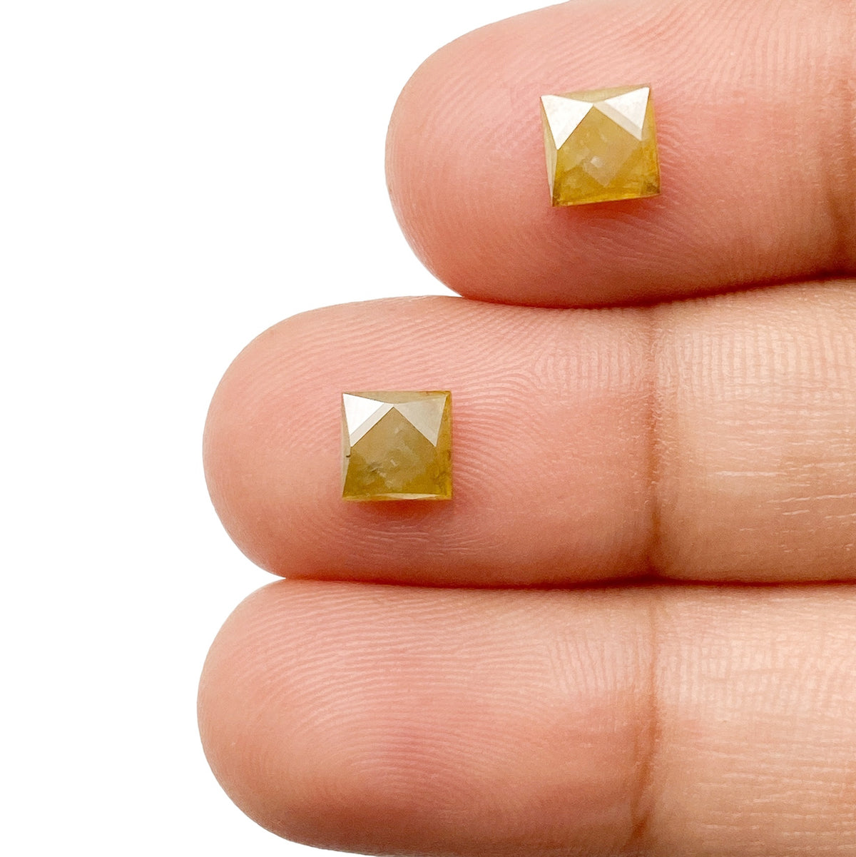 1.31cttw | Rustic Yellow  Lozenge Shape Step Cut Diamond Matched Pair - Modern Rustic Diamond
