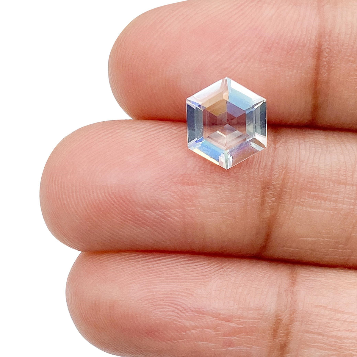 1.32ct |  Hexagon Shape Step Cut Moonstone - Modern Rustic Diamond