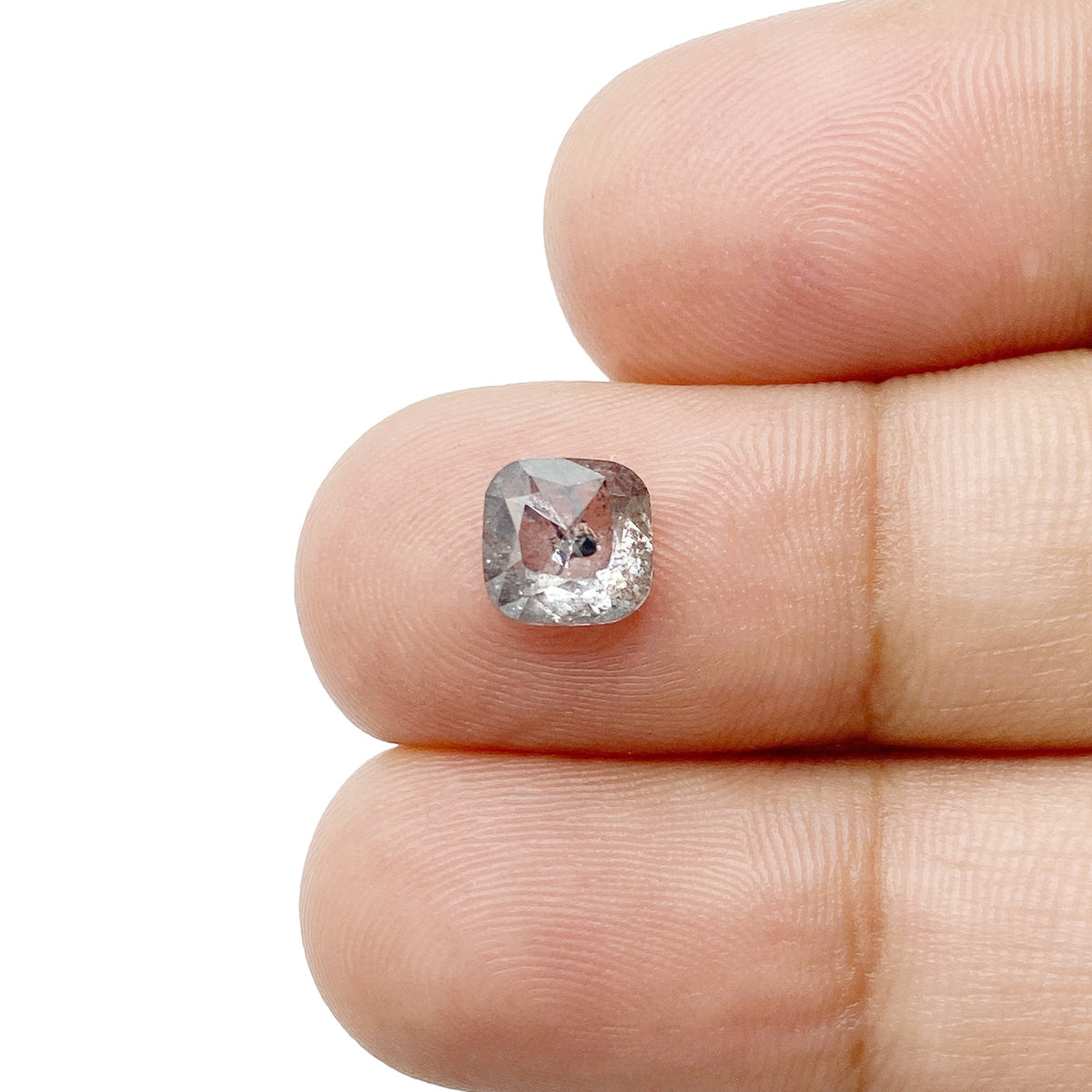 1.32ct | Salt & Pepper Cushion Shape Rose Cut Diamond - Modern Rustic Diamond