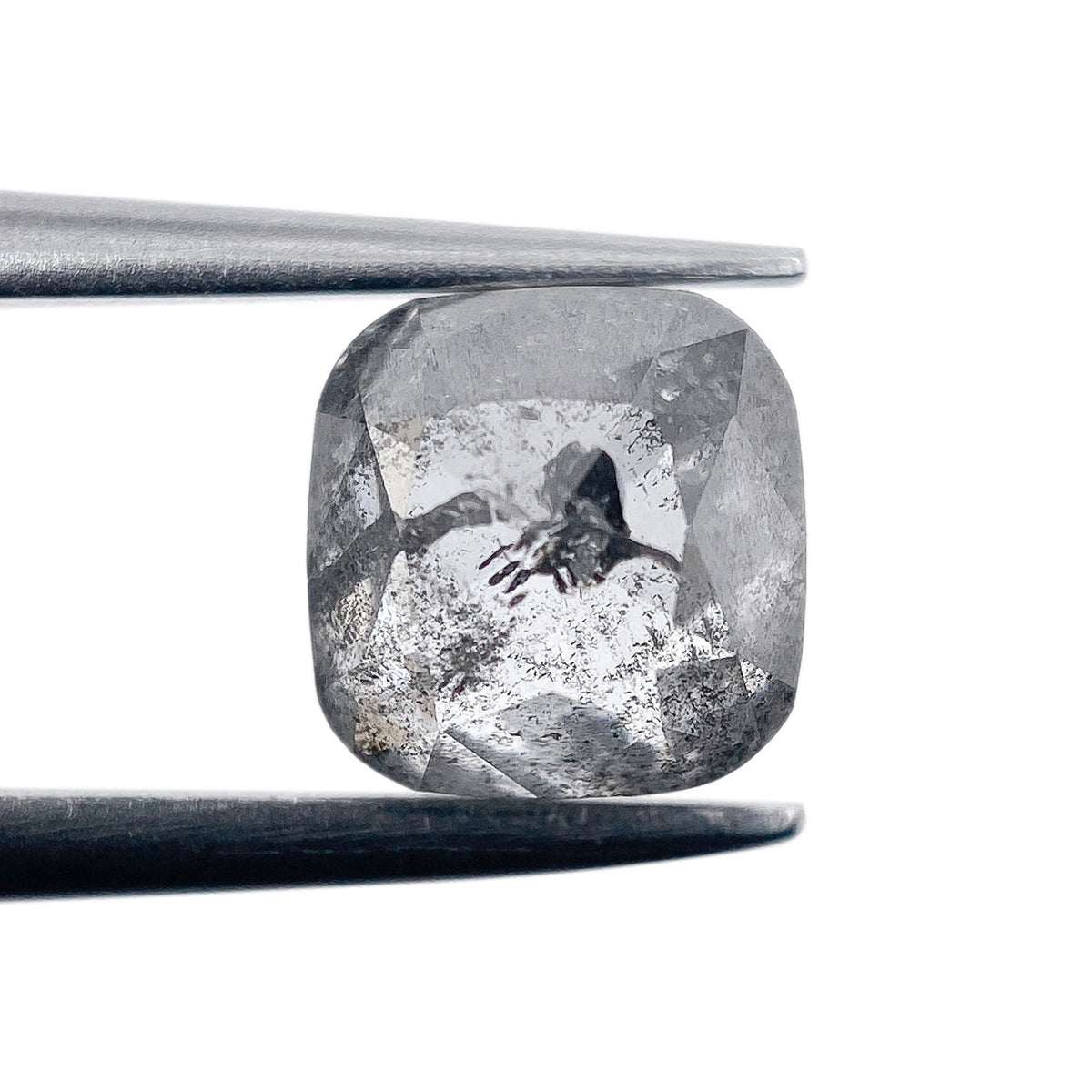1.32ct | Salt & Pepper Cushion Shape Rose Cut Diamond - Modern Rustic Diamond