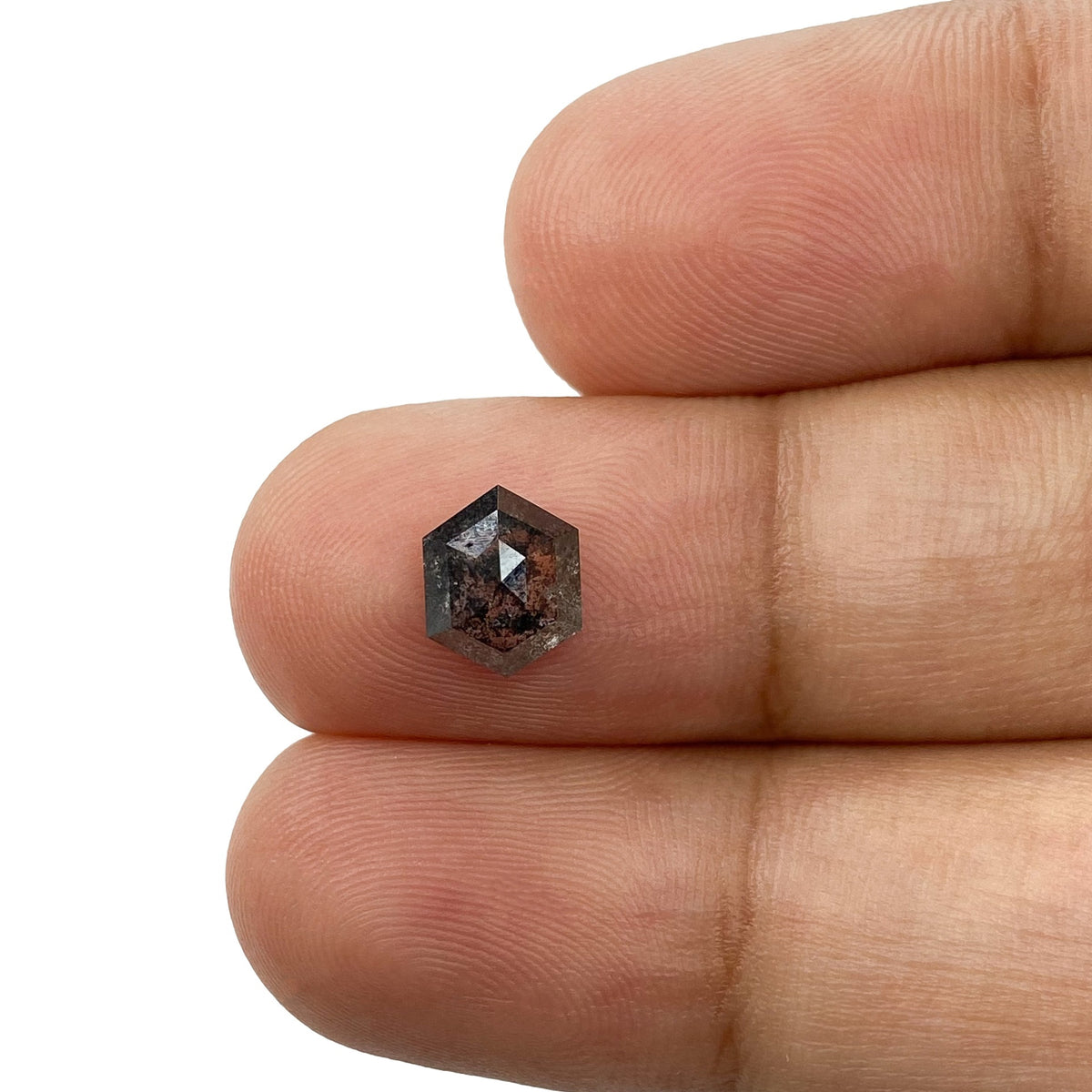 1.32ct | Salt & Pepper Hexagon Shape Rose Cut Diamond - Modern Rustic Diamond