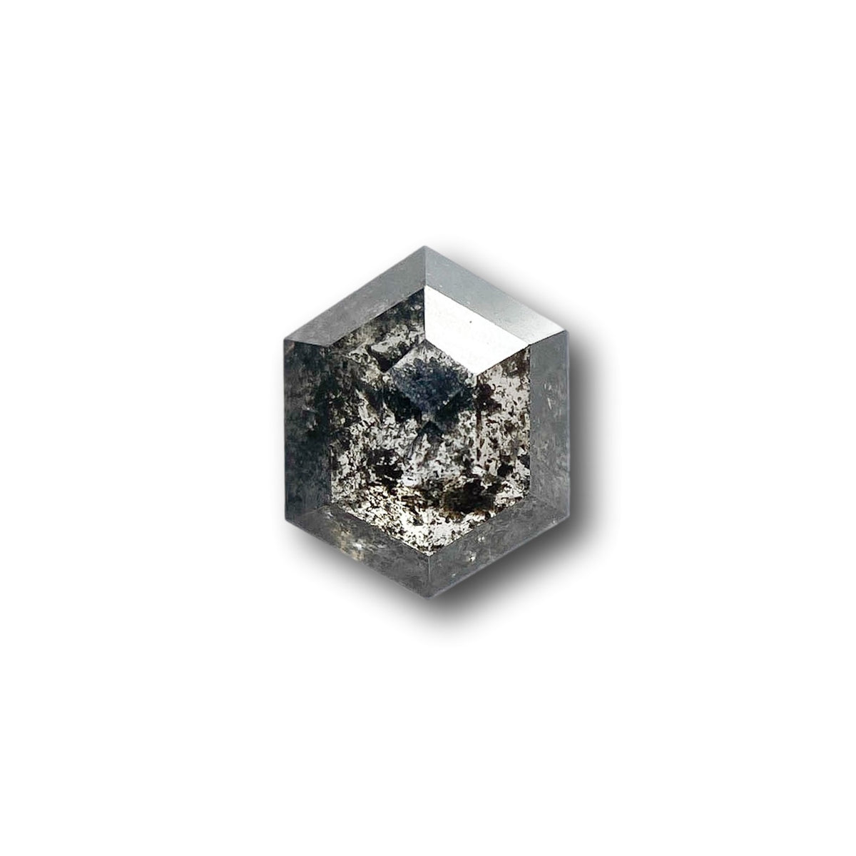 1.32ct | Salt & Pepper Hexagon Shape Rose Cut Diamond - Modern Rustic Diamond