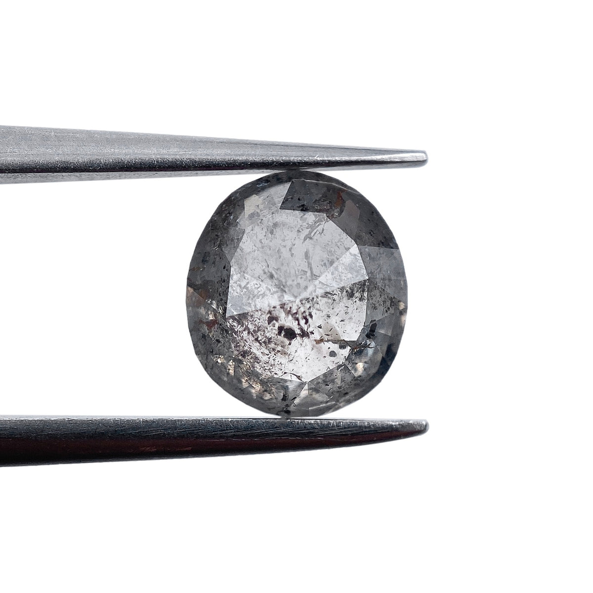 1.33ct | Salt & Pepper Oval Shape Rose Cut Diamond - Modern Rustic Diamond