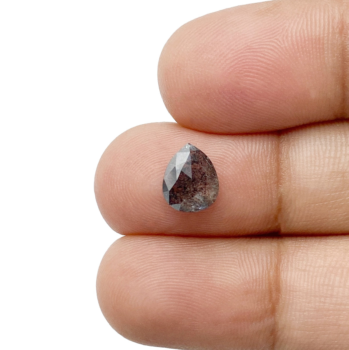 1.33ct | Salt & Pepper Pear Shape Rose Cut Diamond - Modern Rustic Diamond