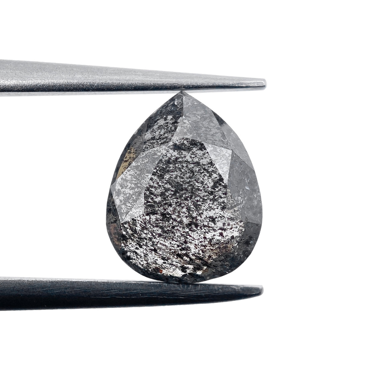 1.33ct | Salt & Pepper Pear Shape Rose Cut Diamond - Modern Rustic Diamond