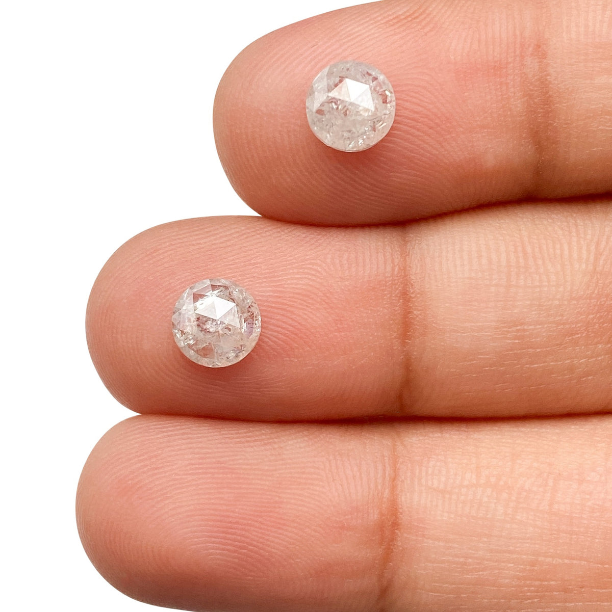 1.33cttw | Rustic  Round Shape Rose Cut Diamond Matched Pair - Modern Rustic Diamond