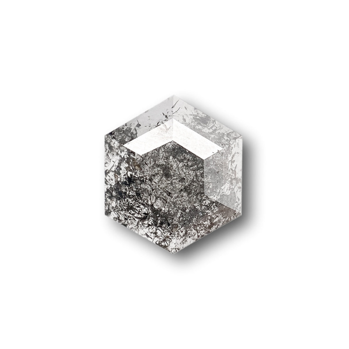 0.61ct | Salt & Pepper Hexagon Shape Rose Cut Diamond
