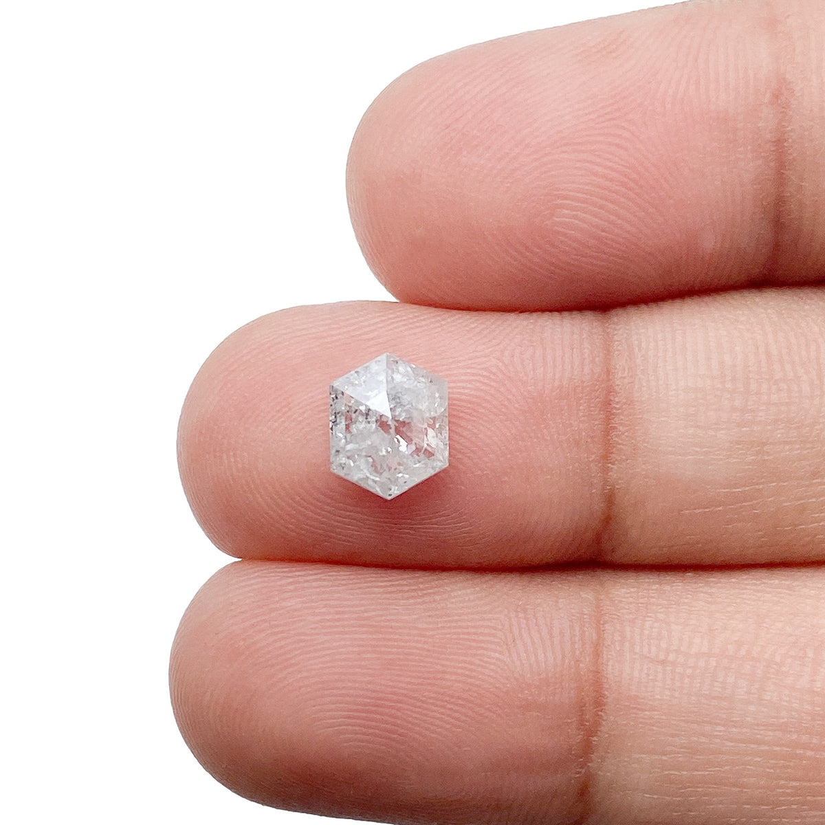 1.34ct | Salt & Pepper Hexagon Shape Rose Cut Diamond - Modern Rustic Diamond
