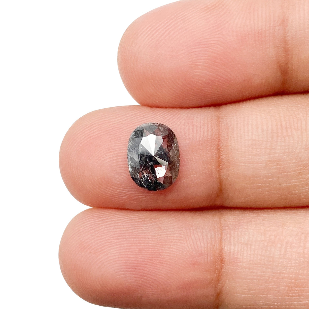 1.34ct | Salt & Pepper Oval Shape Rose Cut Diamond - Modern Rustic Diamond