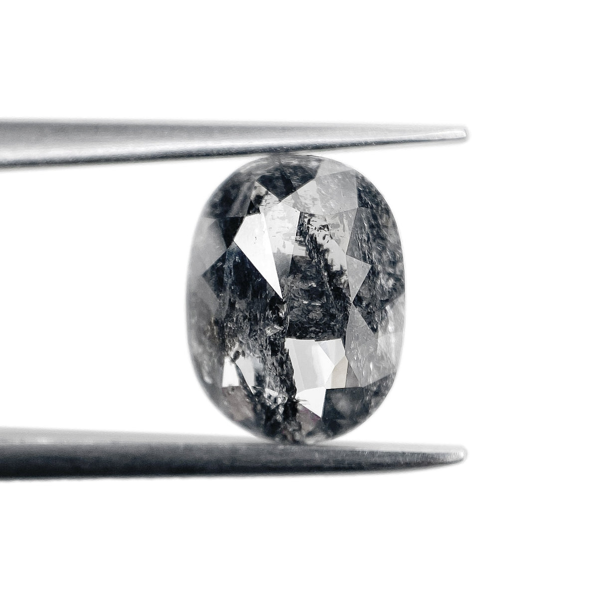 1.34ct | Salt & Pepper Oval Shape Rose Cut Diamond - Modern Rustic Diamond