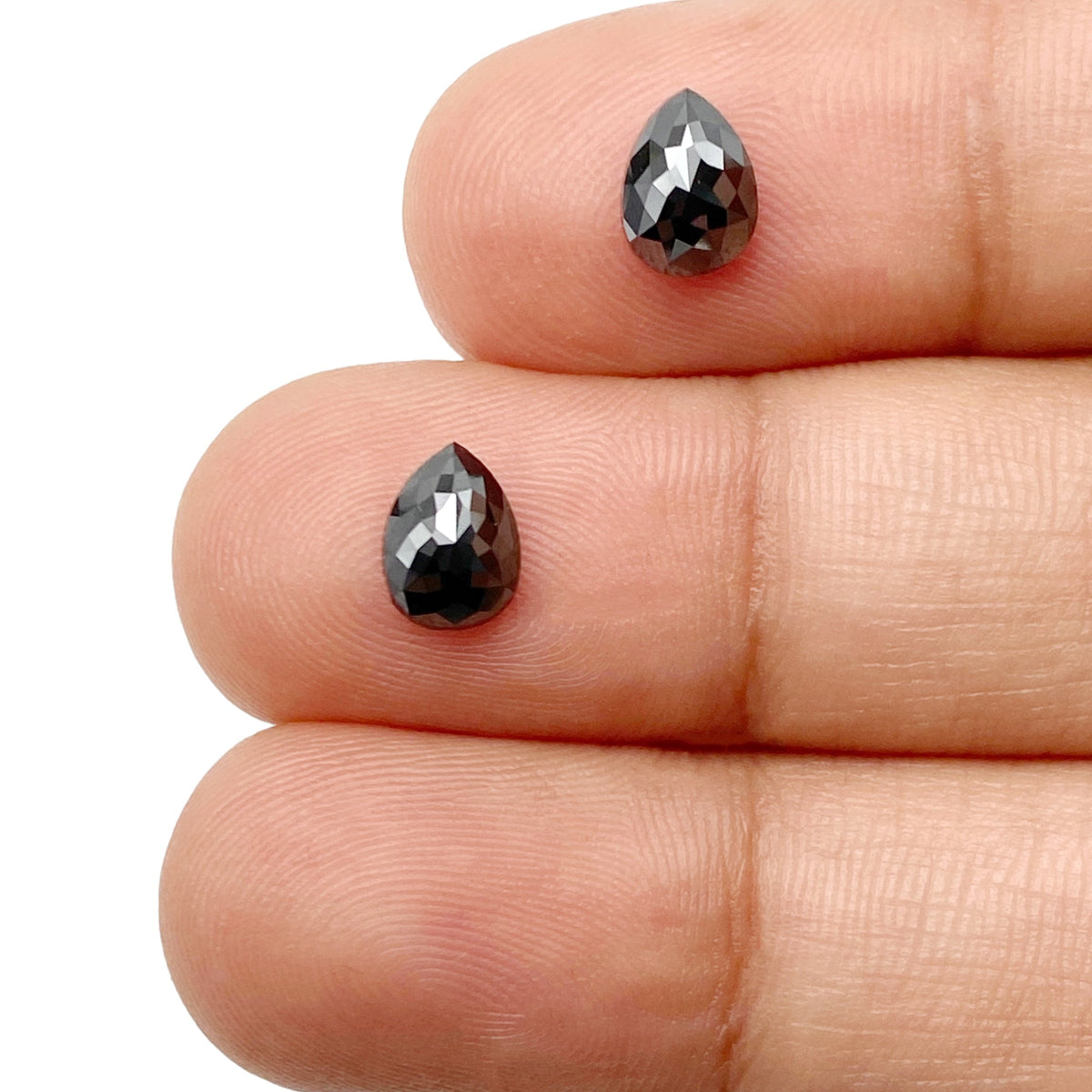 1.34cttw | Black Pear Shape Rose Cut Diamond Matched Pair-Modern Rustic Diamond