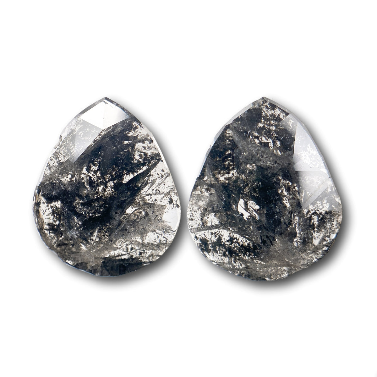 4.00cttw | Salt & Pepper Pear Shape Rose Cut Diamond Matched Pair
