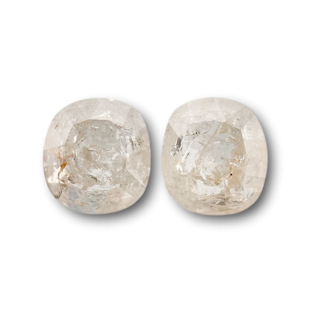 1.30cttw | Rustic Reddish Salt & Pepper Cushion Shape Rose Cut Diamond Matched Pair