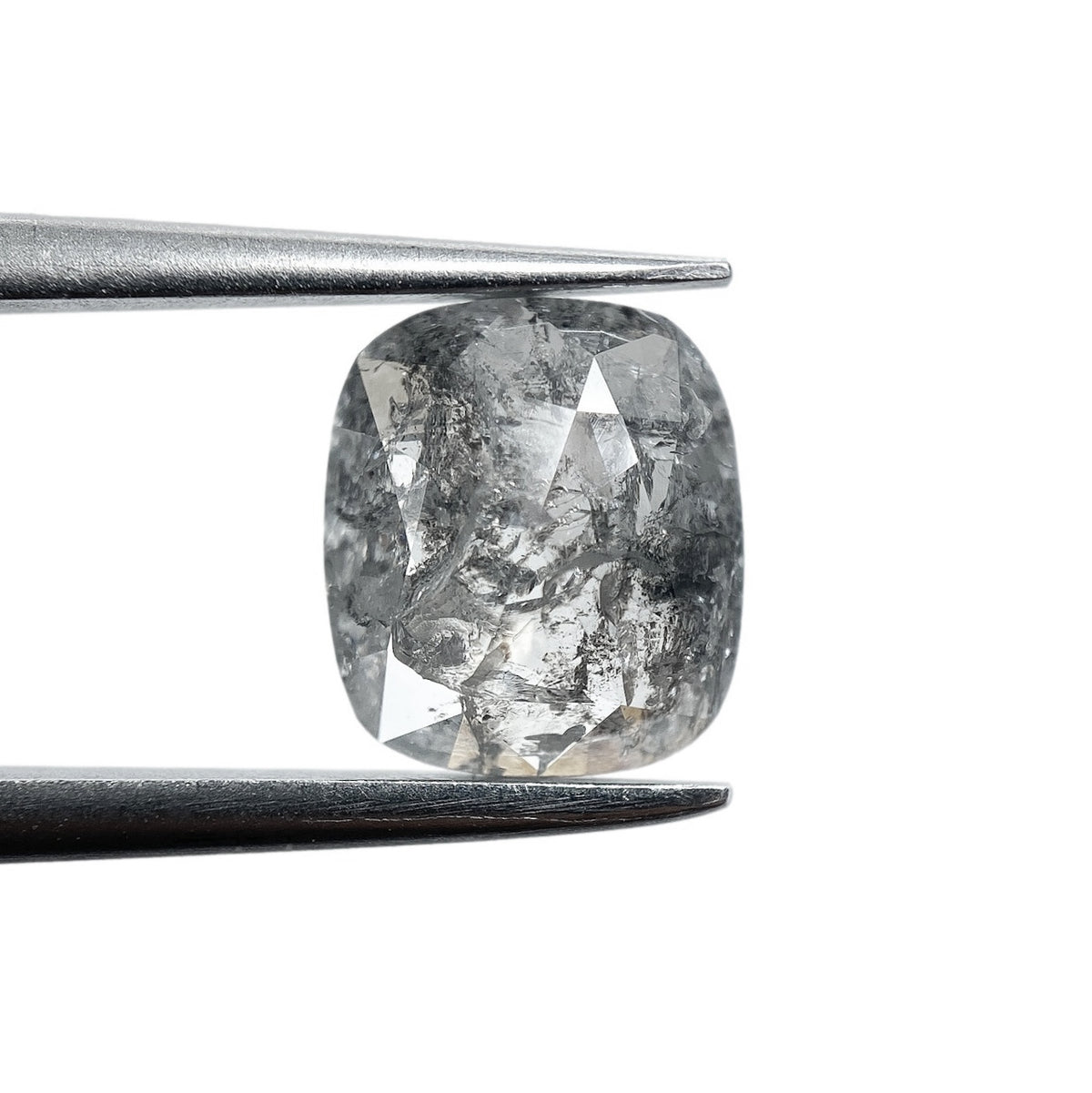 1.35ct | Salt & Pepper Cushion Shape Rose Cut Diamond - Modern Rustic Diamond