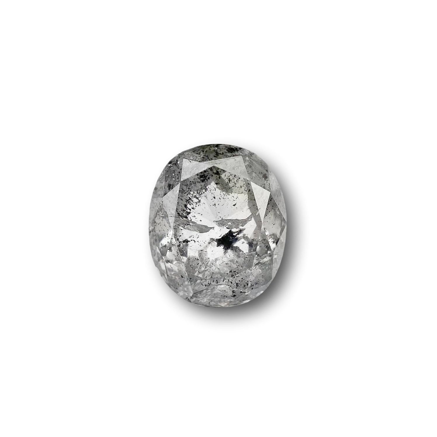 1.35ct | Salt & Pepper Cushion Shape Rose Cut Diamond - Modern Rustic Diamond