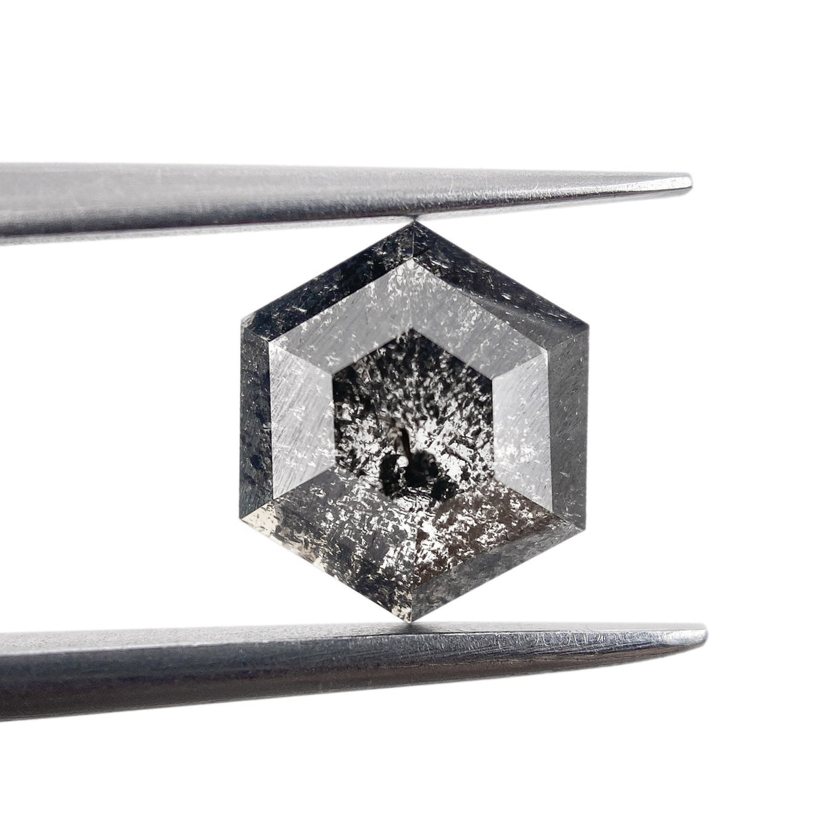 1.35ct | Salt & Pepper Hexagon Shape Rose Cut Diamond - Modern Rustic Diamond