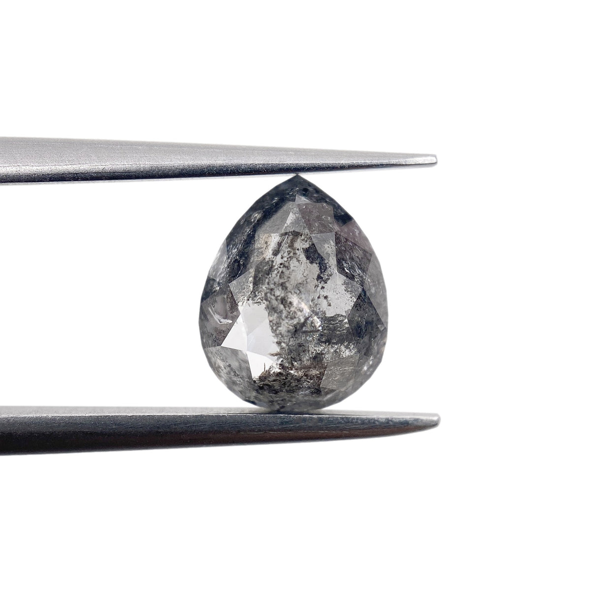 1.35ct | Salt & Pepper Pear Shape Rose Cut Diamond - Modern Rustic Diamond