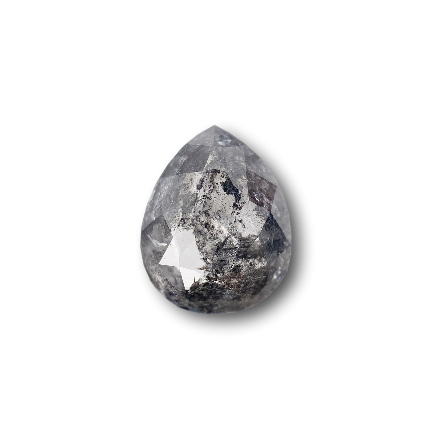 1.35ct | Salt & Pepper Pear Shape Rose Cut Diamond - Modern Rustic Diamond