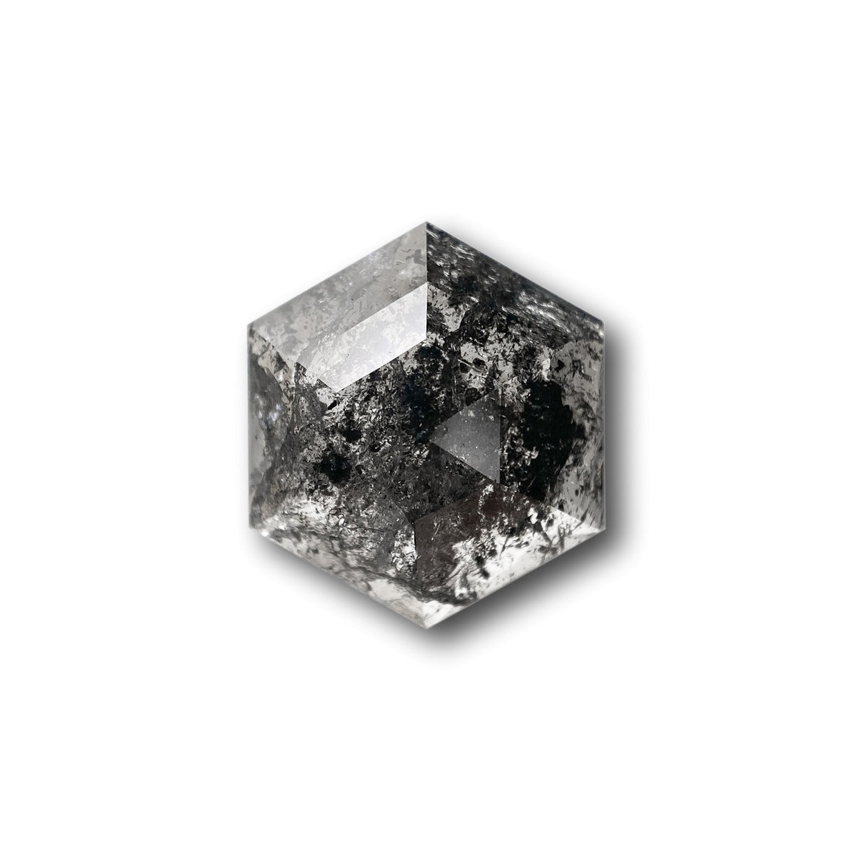 3.11ct | Salt & Pepper Hexagon Shape Rose Cut Diamond
