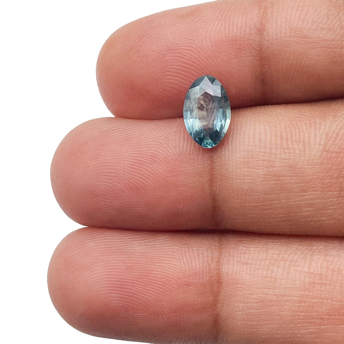 1.36ct | Brilliant Cut Moval Shape Green Blue Montana Sapphire-Modern Rustic Diamond