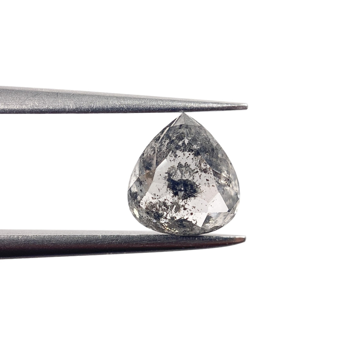 1.36ct | Salt & Pepper Pear Shape Rose Cut Diamond - Modern Rustic Diamond