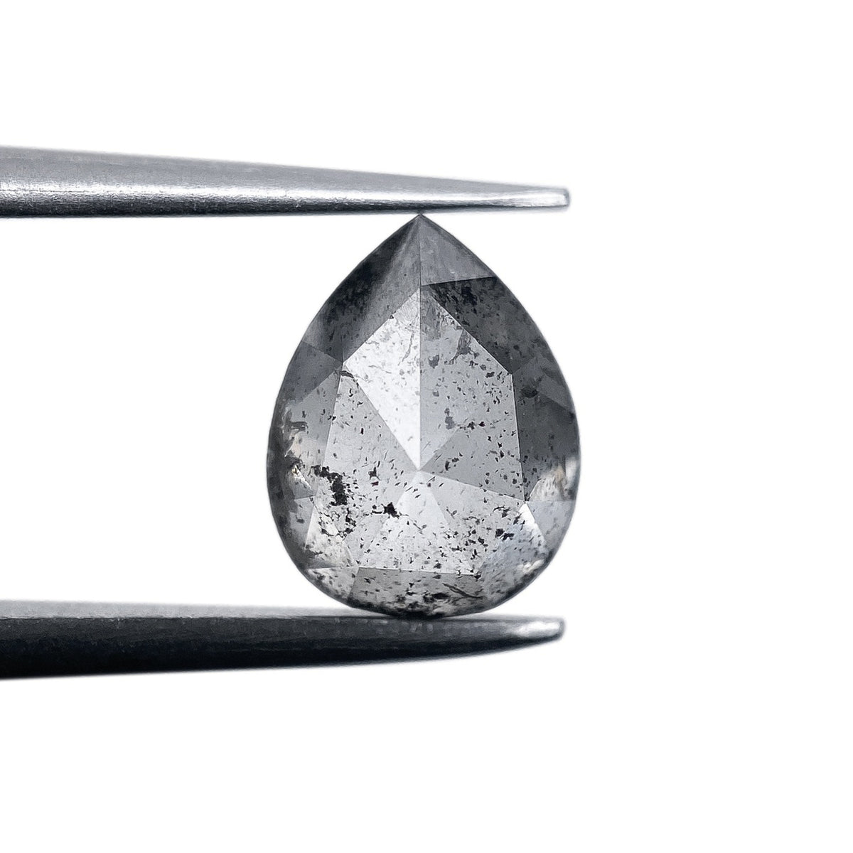 1.36ct | Salt & Pepper Pear Shape Rose Cut Diamond - Modern Rustic Diamond