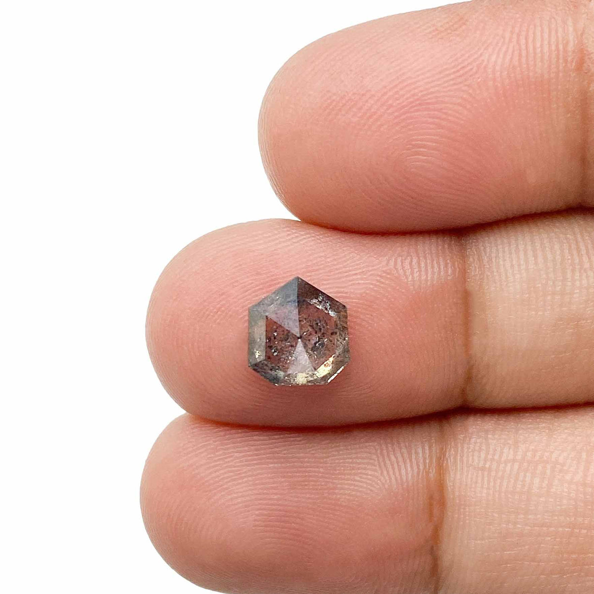 1.36ct | Salt & Pepper Shield Shape Rose Cut Diamond - Modern Rustic Diamond