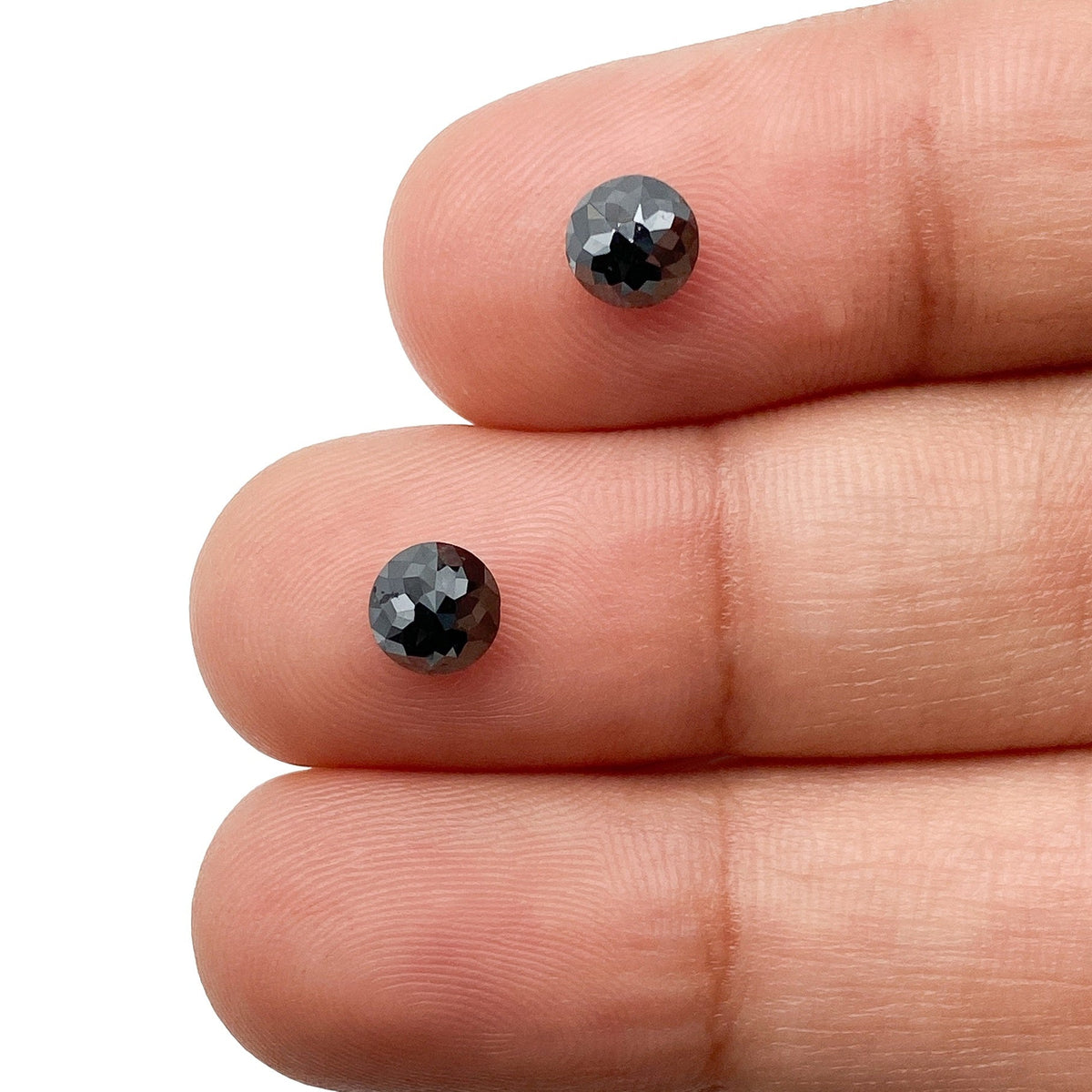 1.36cttw | Black Round Shape Rose Cut Diamond Matched Pair-Modern Rustic Diamond