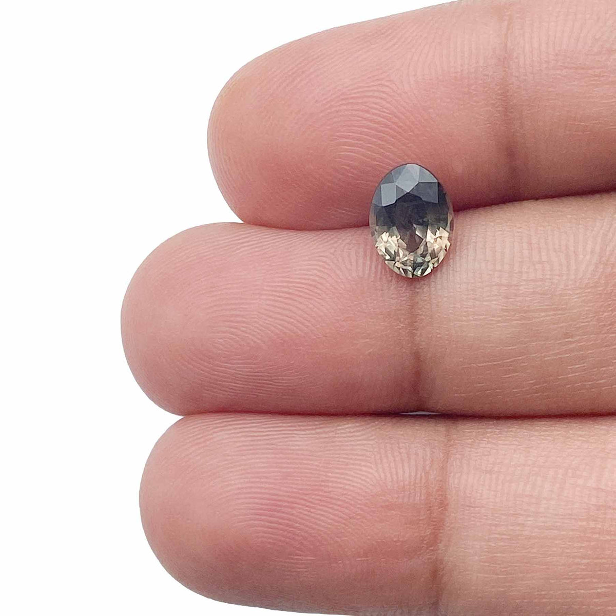1.37ct | Brilliant Cut Moval Shape Green Montana Sapphire-Modern Rustic Diamond