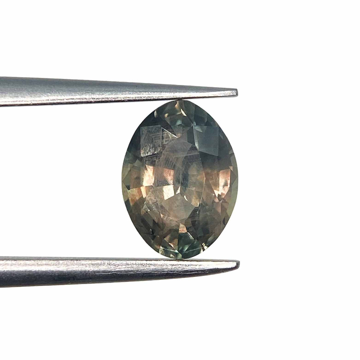 1.37ct | Brilliant Cut Moval Shape Green Montana Sapphire-Modern Rustic Diamond