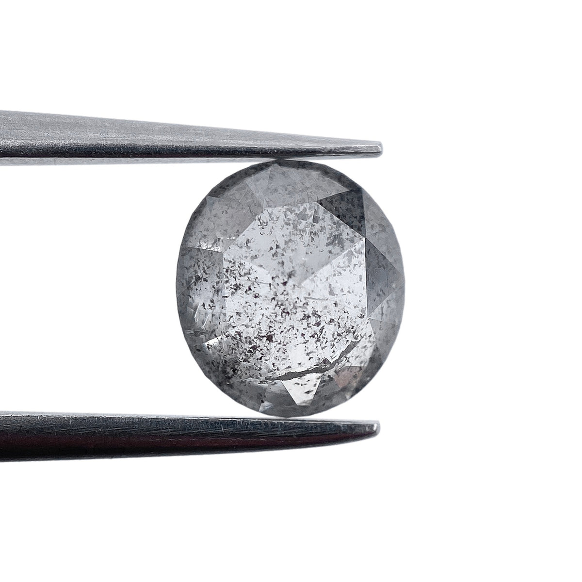 1.37ct | Salt & Pepper Oval Shape Rose Cut Diamond - Modern Rustic Diamond