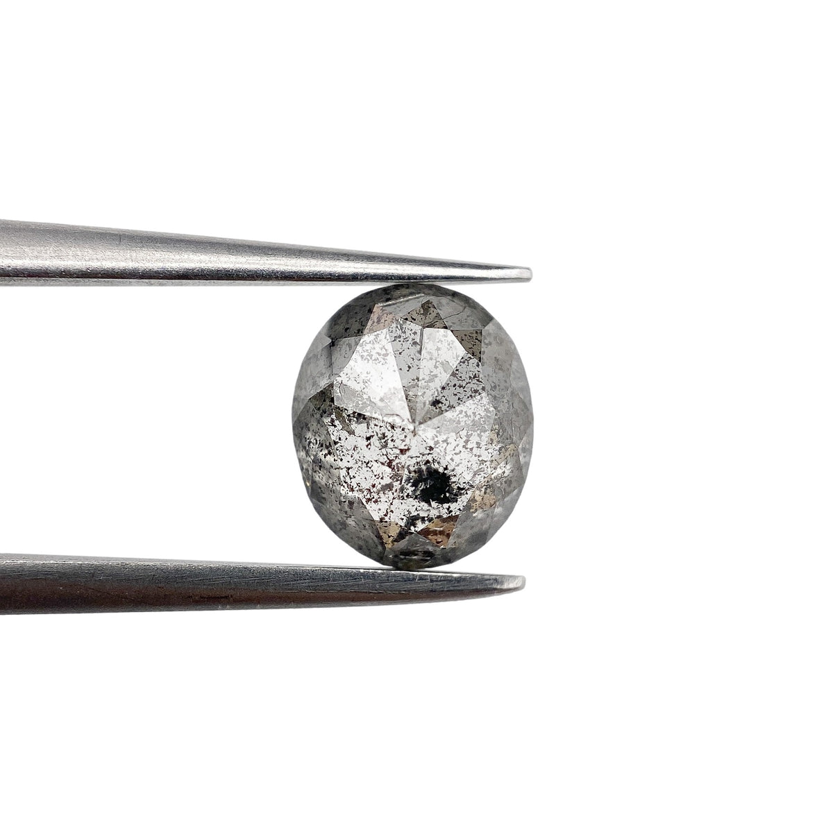 1.37ct | Salt & Pepper Oval Shape Rose Cut Diamond - Modern Rustic Diamond