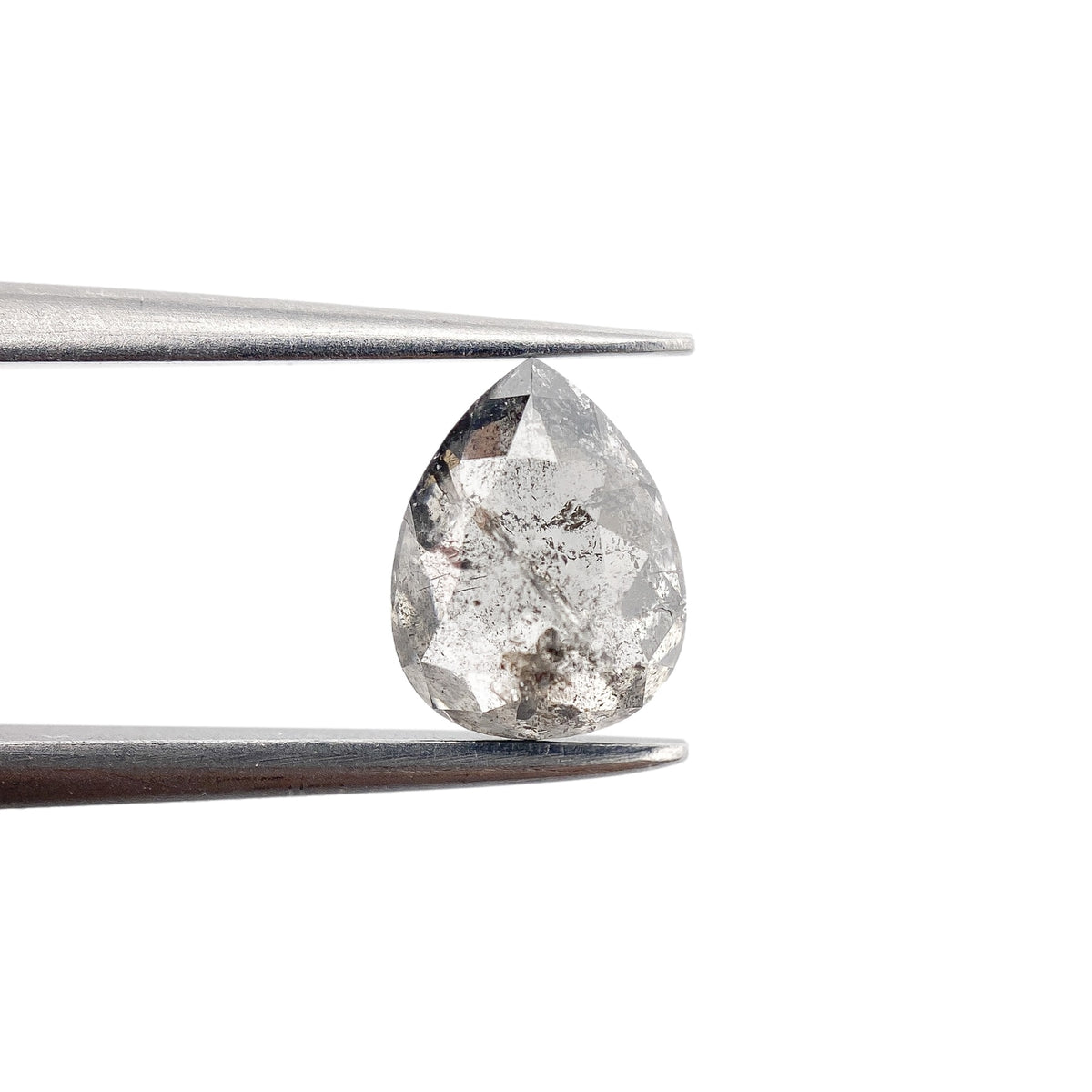 1.37ct | Salt & Pepper Pear Shape Rose Cut Diamond - Modern Rustic Diamond