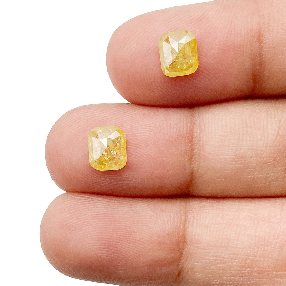 1.37cttw | Salt & Pepper Cushion Shape Rose Cut Diamond Matched Pair - Modern Rustic Diamond