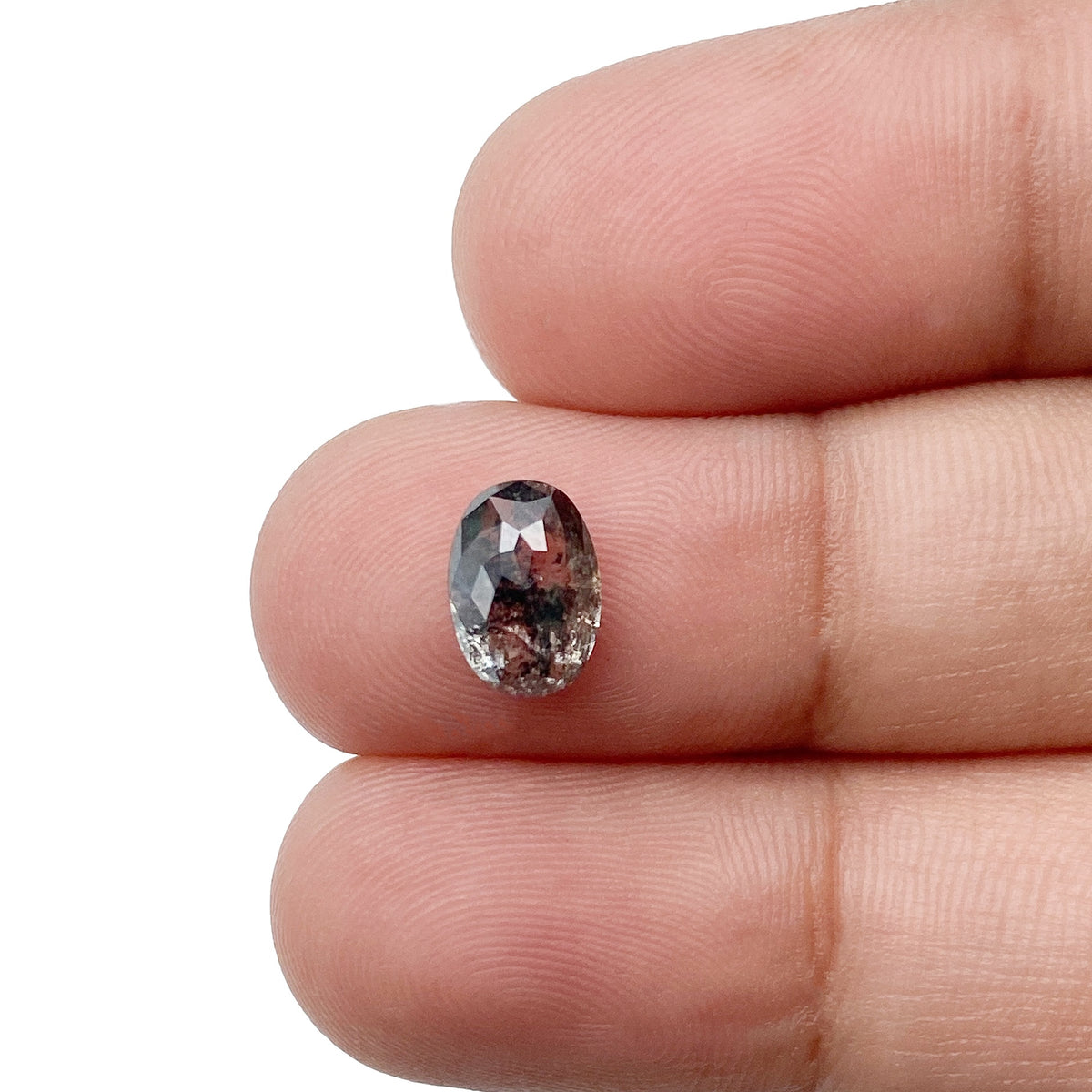 1.39ct | Salt & Pepper Oval Shape Rose Cut Diamond - Modern Rustic Diamond