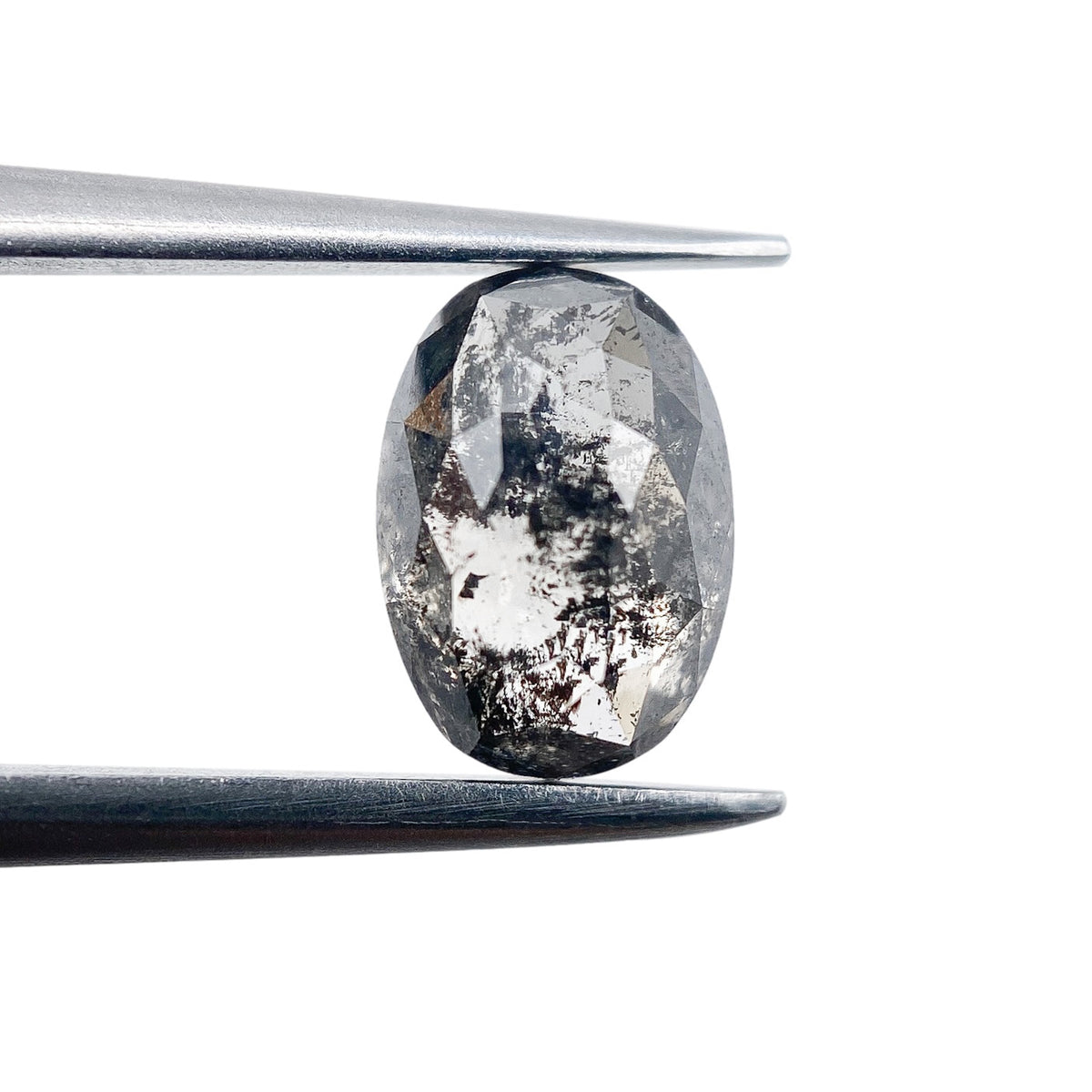 1.39ct | Salt & Pepper Oval Shape Rose Cut Diamond - Modern Rustic Diamond