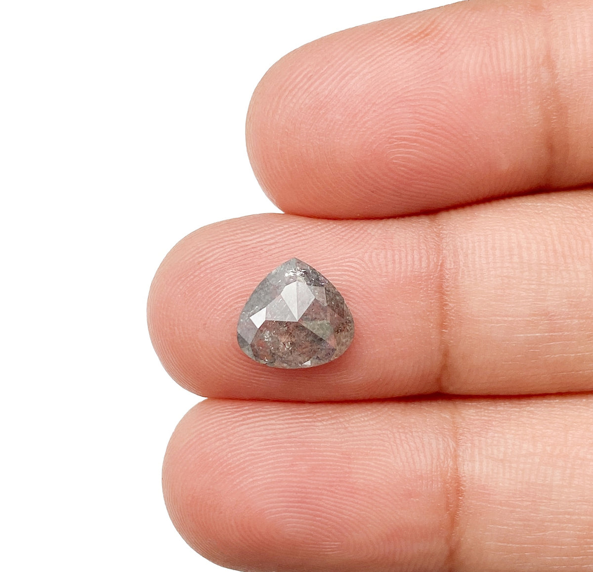 1.39ct | Salt & Pepper Pear Shape Rose Cut Diamond - Modern Rustic Diamond