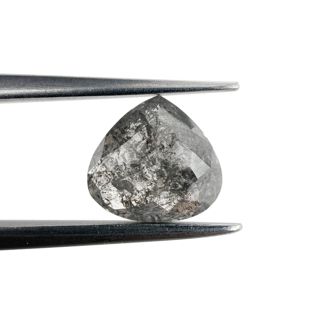 1.39ct | Salt & Pepper Pear Shape Rose Cut Diamond - Modern Rustic Diamond