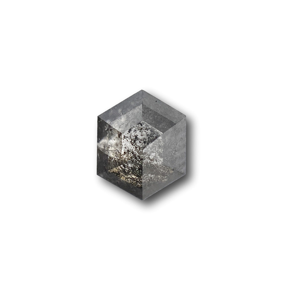 0.92ct | Salt & Pepper Hexagon Shape Rose Cut Diamond - Modern Rustic Diamond