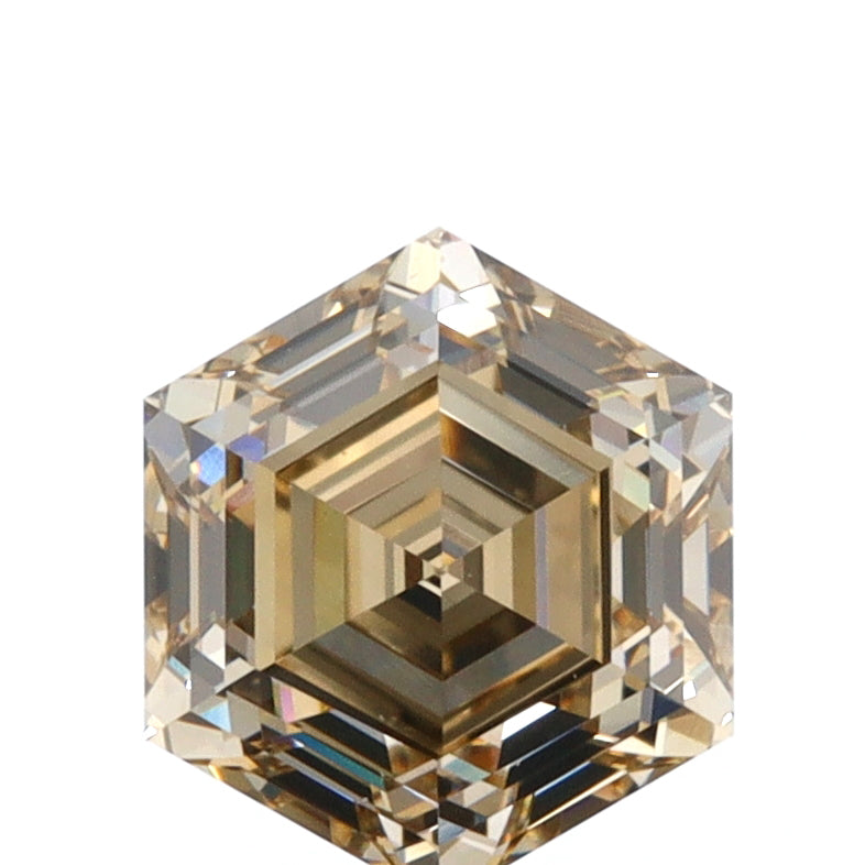 1.68ct | Champagne VS2 Hexagon Shape Step Cut Diamond (GIA) - Modern Rustic Diamond